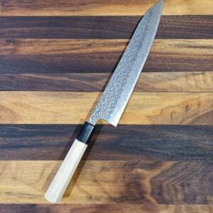 Hokiyama - Coltello Gyutoh lama 240mm Acciaio damasco sanmai Ginsan3 handmade in Giappone