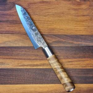 Forged VG10 5Layers - Coltello Santoku lama 14,00cm, brut de forge, manico in radica