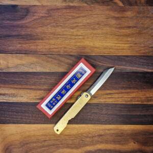 Coltello Higonokami Made in Japan - Lama 7,5cm in acciaio sanmai manico in ottone lavorato