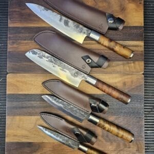 Set Forged Vg10 Cuoco- Manico in Radica - VG10Steel- Con Foderi