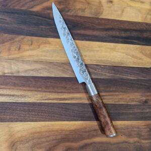 Forged VG10 5Layers - Coltello Slicer lama 20,50cm, brut de forge, manico in radica