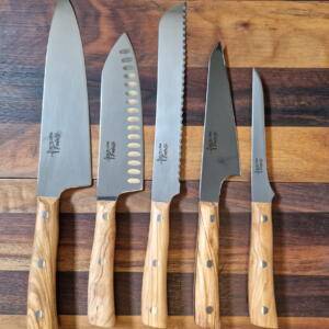 MaglioNero - SET 5 PEZZI con Borsa CHEF - Manico in Olivo - Made in Italy