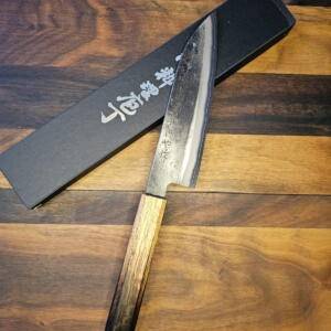 Fujiwara - Coltello Santoku lama 165mm Acciaio Aogami SUPER fatto a mano in Giappone