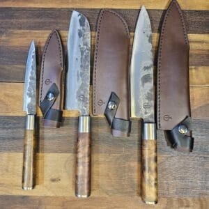 Set Forged Vg10 "Tris Cuoco2"- Manico in Radica - VG10Steel- Con Foderi